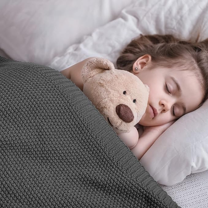 CozeCube Dark Grey Throw Blanket for Couch, Soft Cozy Cable Knit Throw for Bed Sofa Living Room, Lightweight Warm Decorative Farmhouse Christmas Blanket, 50"x60", Charcoal Grey