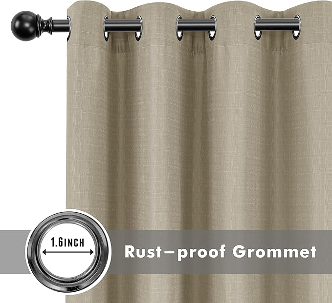 HolidayIdeas 4 Panels Linen Outdoor Curtains for Patio Waterproof Taupe Outside Curtains 108 inch Long-Gazebo Curtains Weighted Weatherproof, Privacy for Pergola, Porch, Living Room, Bedroom 54"x108"