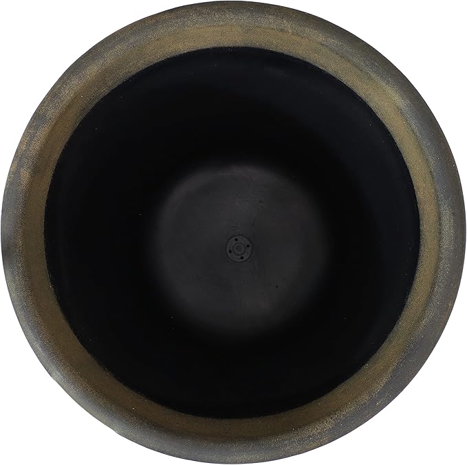 Sunnydaze 19.5-Inch Arabella Large Plant Pot - Polyresin Round Outdoor Planter with Drillable Drainage Holes - Sable