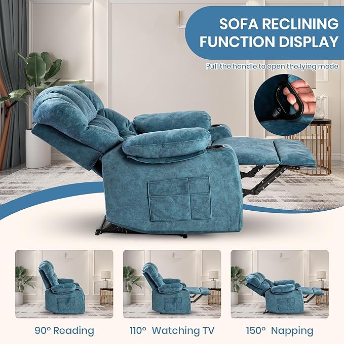 Recliner Chair Manual Modern Ergonomic Lounge Single Sofa Seat Living Room Lounge Recliners on Clearance Foam Filling