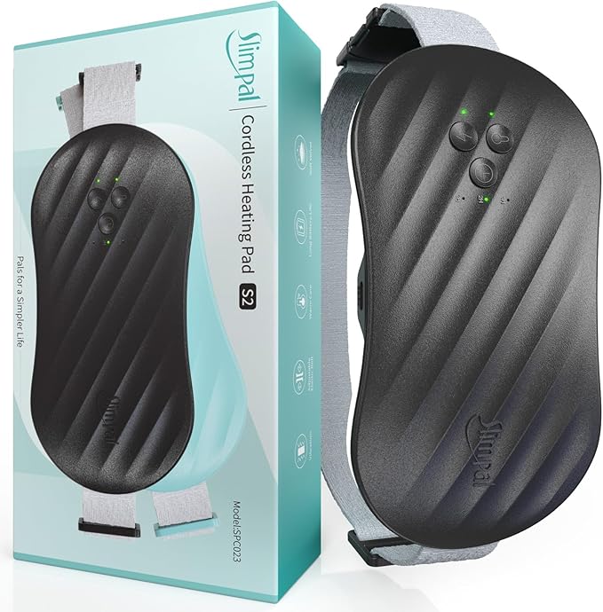 Slimpal Heating Pad for Period Cramps, Portable Heating Pad for Menstrual Relief, Electric Cordless Heating Belt for Back, Belly, Waist, Stomach, Wearable Heat Belt Gifts for Her Women Girl, Black