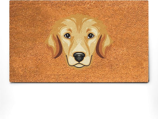 PLUS Haven Coco Coir Door Mat with Heavy Duty Backing, Natural Welcome Bull Dog Doormat, 17.5”x 30” for Entrance, Front Porch, Easy to Clean Entry Mat, Outdoor and Indoor Uses