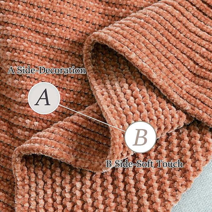 Blagic Knitted Throw Blanket for Couch Soft Farmhouse Boho Throw Blanket with Tassels Home Decorative Lightweight Throw Blankets,Maple Brown Throws for Bed/Chair/Sofa, Stripe Textured,60" W x 80" L