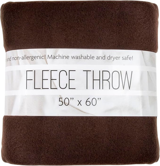 50x60 Throw Blankets, Ultra Soft Hypoallergenic Fleece Fall Throw Blanket for Livingroom, Couch, Chair, Bed, Brown
