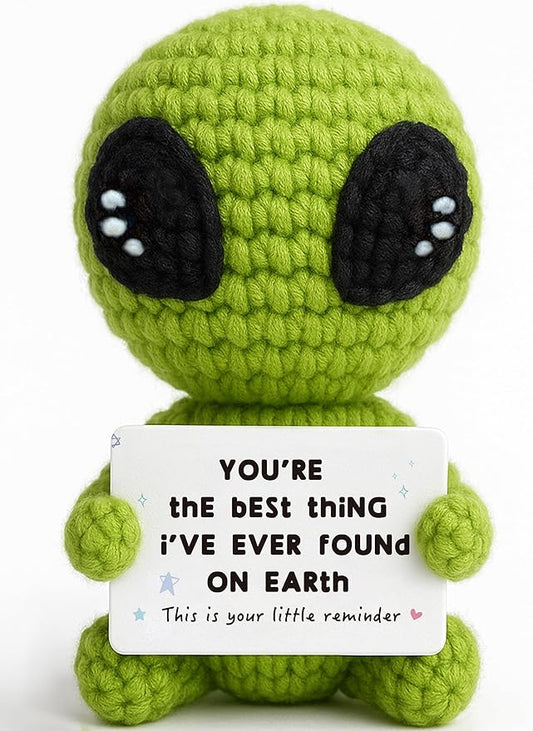 Unique Crochet Alien Decor Gift for Boyfriend, Girlfriend, Anniversary, Valentine's Day, Birthday, Christmas Funny Romantic Gifts for Him Her to My Love Presents