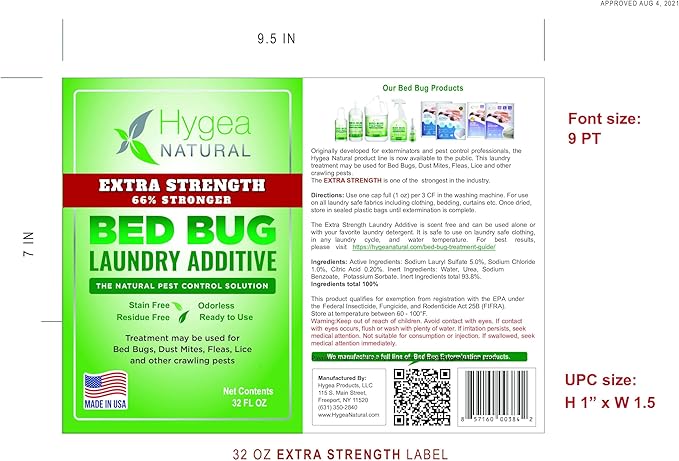 Lice & Bed Bug Extra Strength Laundry Additive - Environmentally Responsible, Odorless & Stain-Free Liquid Laundry Treatment - Safe for Children & Pets - Any Water Temperature (32 oz)
