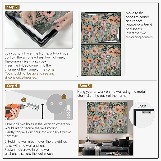 SIGNWIN 46"x60" Extra Large Framed Wall Art Whimsical Garden Bloom, Colorful Abstract Floral for Home Living Room Bedroom Decor (Frame Assembly Required)