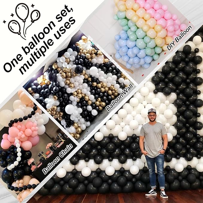 Black Quick Link Balloons, 100PCS Linking Balloons for Make Balloon Wall Balloon Arch Balloon Chains, Linkable Balloons for Wedding Birthday Baby Shower Engagement Graduation Party Decorations (6inch)