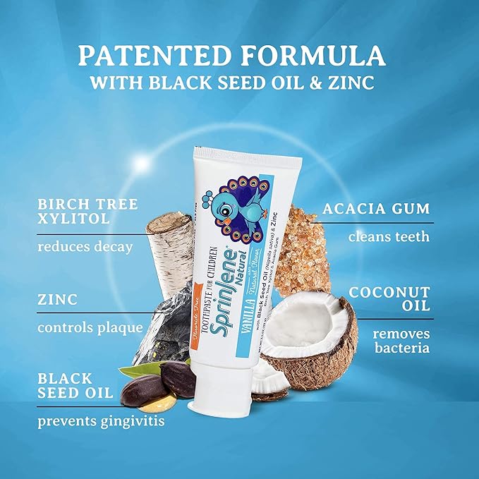 SprinJene Natural Kids Toothpaste, Vanilla | Natural Children’s Toothpaste | Fluoride Free Toothpaste for Toddlers | 4 Pack