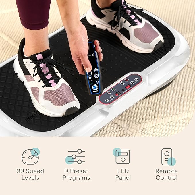 Lifepro Waver Vibration Plate Exercise Machine – High-Intensity Vibration for Muscle Activation, Full-Body Workout Vibrating Platform with Loop Bands, Fitness Equipment for Strength Toning & Fat Loss