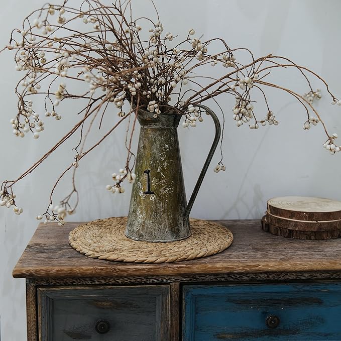 Defined Deco Woven Placemats Set of 4,12" Round Rattan Placemats,Natural Hand-Woven Water Hyacinth Placemats,Farmhouse Weave Place Mats,Rustic Braided Wicker Table Mats for Dining Table,Home,Wedding.