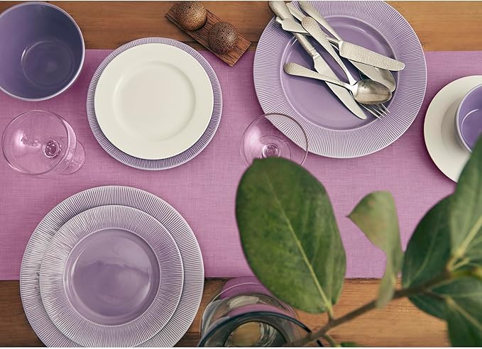 Solino Home Linen Violet Table Runner 72 Inches Long - 100% Pure Linen Dining Table Runner 14 x 72 Inch for Halloween - Fete