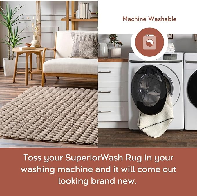 nuLOOM Jeni Checkered 2'6" x 6' Machine Washable Runner Rug for Living Room Bedroom Dining Room Entryway Hallway Kitchen, Taupe