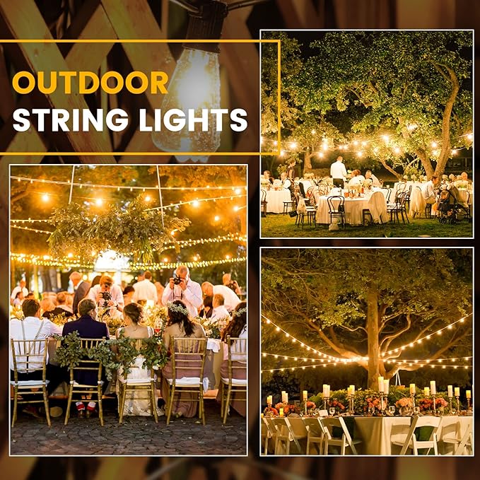 Outdoor Patio String Lights, 240FT LED with 120+4 ST38 Vintage Edison Bulbs, Waterproof Connectable Hanging Lights for Outside Backyard Bistro Porch (120FTx2)