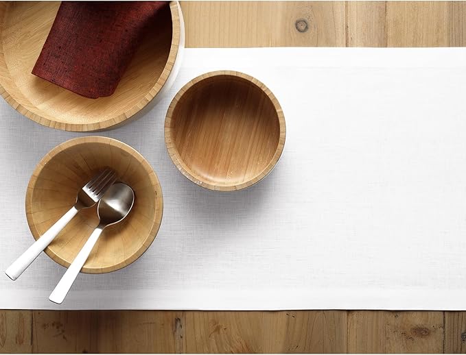 Solino Home Linen White Table Runner 144 Inches Long - 100% Pure Linen Extra Long Table Runner 14 x 144 Inch for Fall, Autumn, Halloween, Thanksgiving - Fete