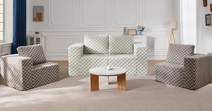 Modular Sectional Sofa 2 Seater Loveseat Modular Couch with Deep Seat Memory Foam Cloud Sofa Chair with Pillows Oversized Sectional Sofa for Living Room Bedroom (Plush GREYOLIVE, Loveseat)