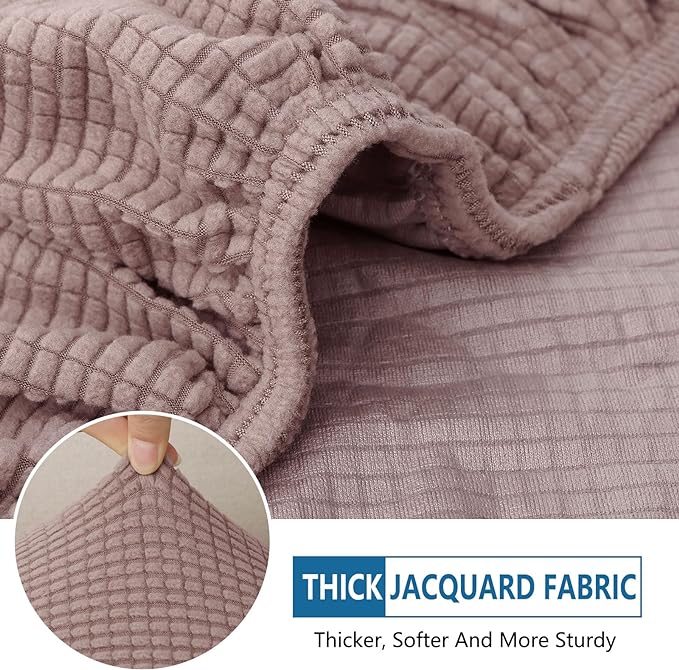 hyha Waterproof Couch Cushion Covers for Pets, Non Slip Sofa Seat Cover for Dogs Washable, Soft Thick Stretch Jacquard Fabric, Sofa Slipcovers with Elastic Bottom (2 Pieces, Camel)