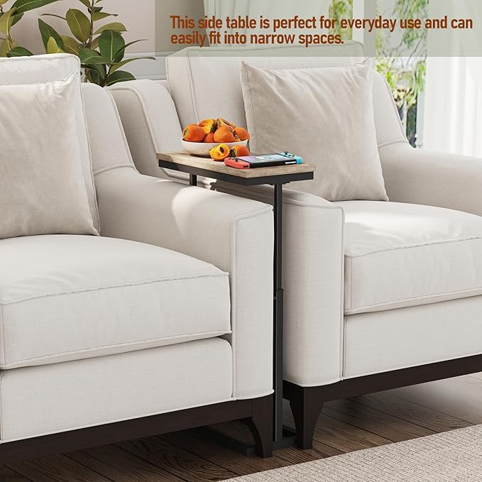 TUTOTAK End Table, Side Table, Tall Couch Table, Sofa Table, Living Room, Bedroom, Greige TB01BG0832