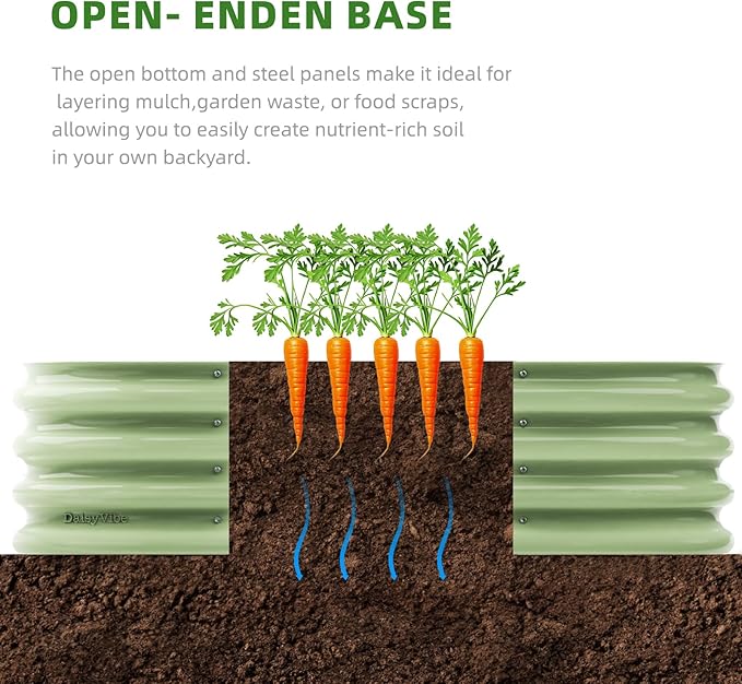 DaisyVibe Raised Garden Bed Kit, Planter Raised Garden Boxes Outdoor, Oval Large Metal Raised Garden Beds for Vegetables Flowers (Green, 6.5ftx2ftx1ft)