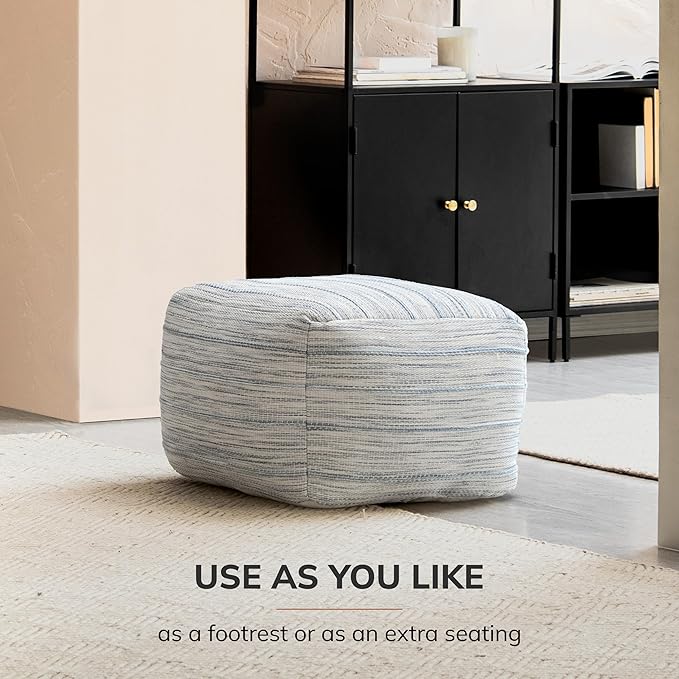 Anji Mountain 22"x22"x16" Handmade & Handcrafted Ottoman Pouf Comfortable Pouf Ottoman Foot Rest & Home Décor Accent for Living Room, Bedroom, Nursery, Kids Room, Patio