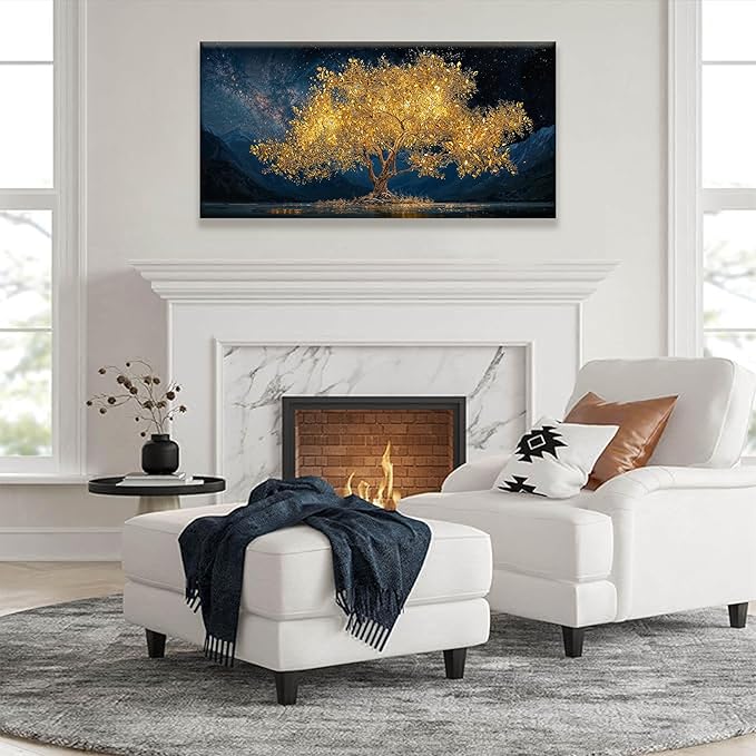 Wall Art For Living Room Gold Tree Of Life Landscape Print Painting Modern Canvas Art Wall Decor Prints Abstract Wall Decor Picture For Bedroom Apartment Office Wall Artwork Can Be Hung 24"X48"