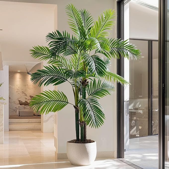 6.2FT Artificial Phoenix Palm Tree with Coconut Fruit Outdoor Indoor Decor Large Faux Coconut Silk Palm Tree Tropical Fake Tree Large Faux Sago Palm Plant for Home Yard Outside Patio Poolside