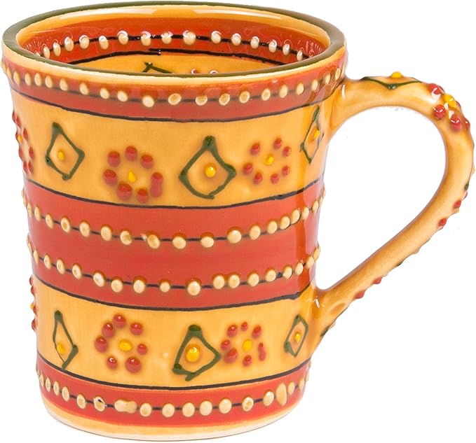 Encantada Handmade Hand-Painted Authentic Mexican Pottery Mugs (1-Pack, Mas Red)