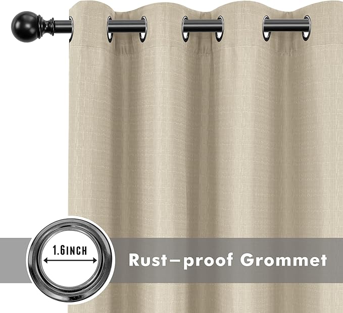 HolidayIdeas Linen Outdoor Curtains for Patio Waterproof 4 Panels Cream Outside Curtains 84 inch Length-Indoor/Outdoor Gazebo Wide Curtains Weatherproof, Privacy for Pergola, Porch, Cabana 110"x84"
