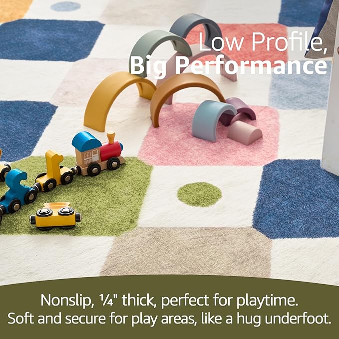 jinchan Area Rug 3x5 Kids Washable Indoor Floor Cover Non-Slip Modern Soft Rug Elementary School Classroom Colorful Diamond Carpet for Nursery Playroom Daycare Bedroom Living Room Circus on Cream