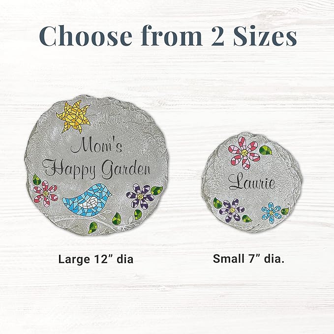 Let's Make Memories Personalized Mosaic Garden Stone - for Grandma, Mom – Small Stone - Personalize Message