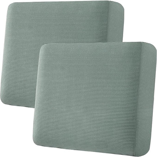 H.VERSAILTEX Super Stretch Individual Seat Cushion Covers Sofa Covers Couch Sets Slipcover Thick Jacquard Textured Twill Fabric (2 Piece Large Sofa Cushion Covers, Sage)