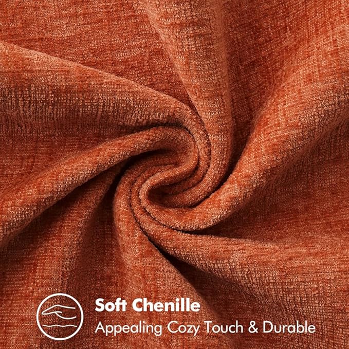 MIULEE Pack of 2 Fall Couch Throw Pillow Covers 16x16 Inch Rust Farmhouse Decorative Pillow Covers with Stitched Edge Soft Chenille Solid Dyed Pillow Covers for Sofa Bed Living Room