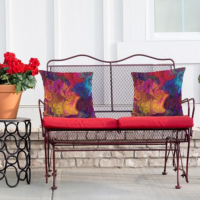 Swono Set of 2 Decorative Throw Pillow Covers Chaotic Waves, Abstract Blur Chaotic Waves Rainbow Pillowcases Accent Pillow Cushion Cover for Couch Sofa Bed Office Armchair 18 X 18 Inch