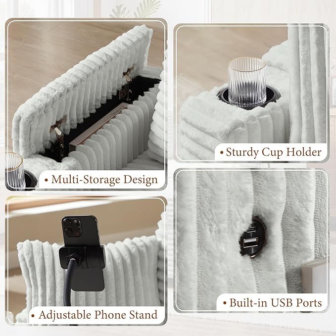 Accent Chair with Storage Ottoman Upholstered Living Room Chairs for Reading Chair with Chaise Lounge Chairs Indoor, Comfortable Armchair for Bedroom