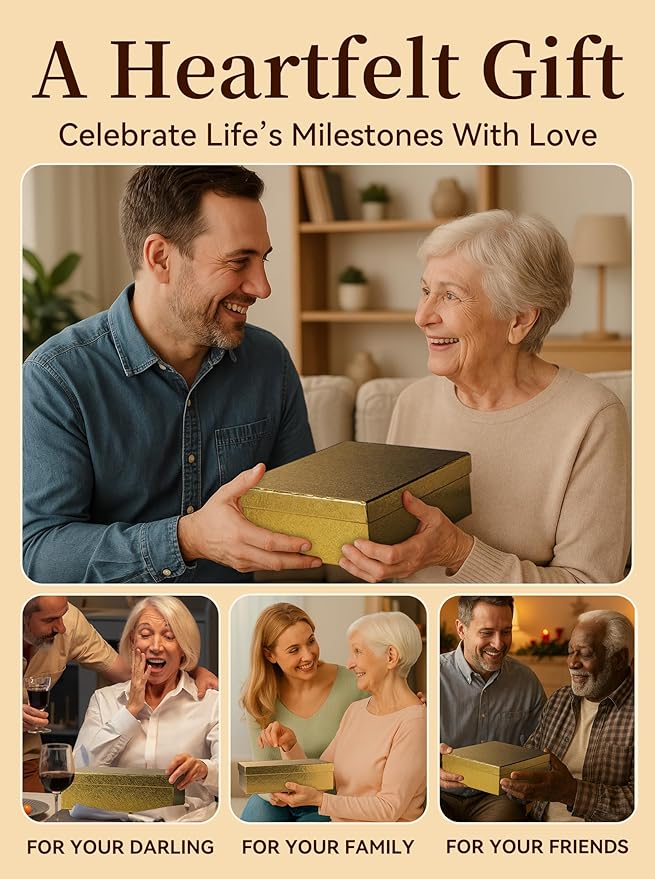 60th Birthday Clock Gifts for Women and Men – Gift for 60 Year Old Mom, Dad, Grandma, or Grandpa with Wooden LED Light Base – Birthday Present Ideas for Her or Him with Gift Box Battery Not Included