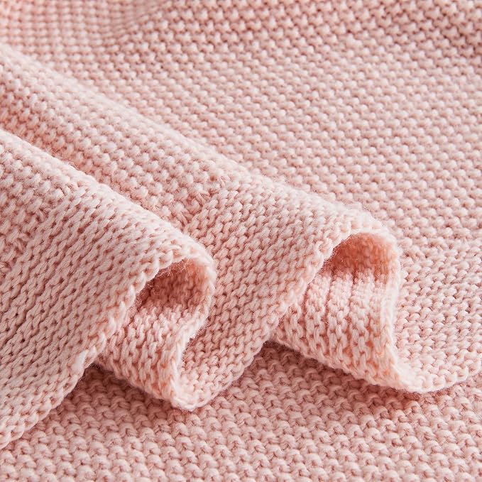 CozeCube Pink Throw Blanket for Couch, Soft Cozy Cable Knit Throw Blanket for Bed Sofa Living Room, Lightweight Warm Decorative Farmhouse Christmas Blanket, 60"x80", Pink