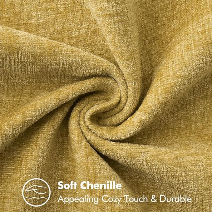 MIULEE Pack of 2 Couch Throw Pillow Covers 12x20 Inch Mustard Yellow Farmhouse Decorative Pillow Covers with Stitched Edge Soft Chenille Solid Dyed Fall Pillow Covers for Sofa Bed Living Room