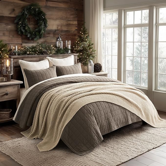 EVERGRACEHOME Chunky Chenille Knit Throw Blanket for Couch, Soft Luxurious Oversized King Moss Stitch Blanket for Bed, Large Cozy Farmhouse Knitted Throw for Sofa, Sand Dune, 92" x 108"