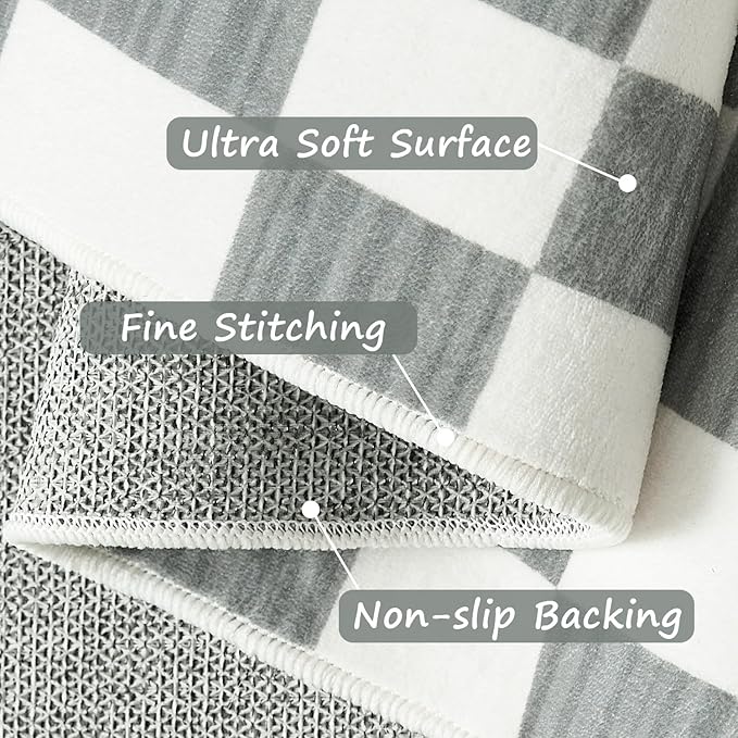 jinchan Runner Rug 2x5 Hallway Washable Modern Checkered Geometric Lattice Kids Bedroom Rug Indoor Floor Cover Non Slip Soft Carpet for Nursery Room Kitchen Laundry Room Home Grey