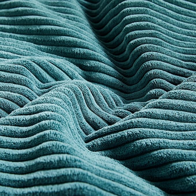 Fancy Homi 2 Packs Teal Euro Decorative Throw Pillow Covers 26x26 Inch for Living Room Couch Bed, Rustic Farmhouse Boho Home Decor, Soft Corss Corduroy Patchwork Textured Square Cushion Case 66x66 cm