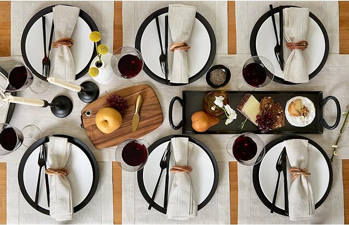 Solino Home Linen Hemstitch Table Runner 120 Inches Long - 100% Pure Linen Light Natural Table Runner 14 x 120 Inch for Fall, Autumn, Thanksgiving - Classic Hemstitch