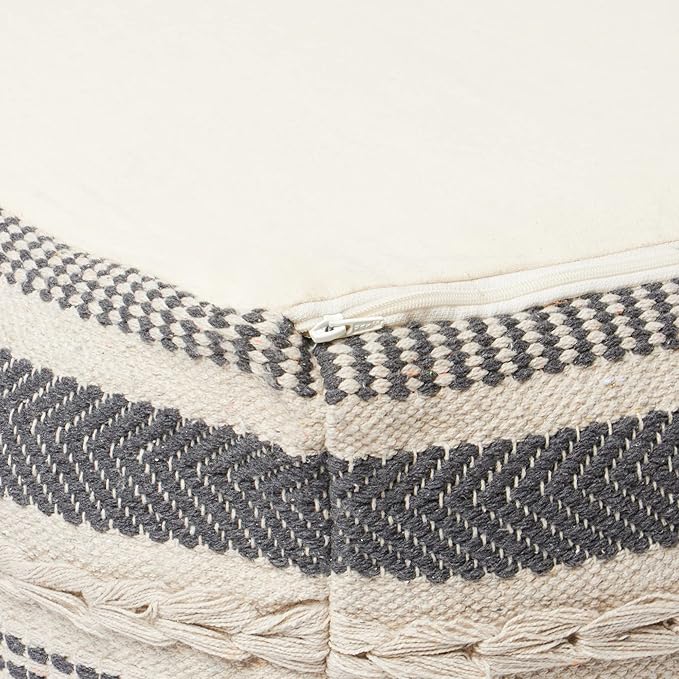 REDEARTH · Tufted Pouf Ottoman with Filler Textured Storage Cube Bean Bag Pouffe Footrest for Living Room, Bedroom, Nursery, Kidsroom; 100% Cotton (17.5"X17.5"X17.5", Precis Descant Gray)