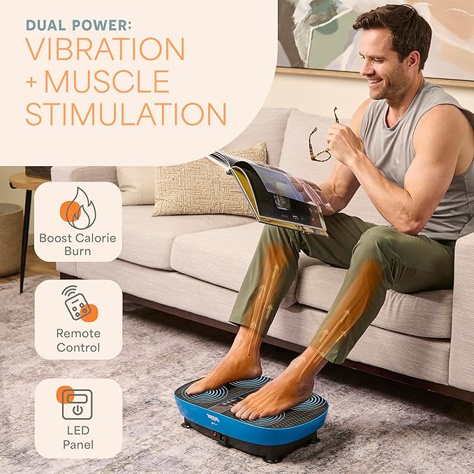 Lifepro Vibration Plate with Built-in Footpad Pulse Technology – Whole Body Vibrating Plate Exercise Machine for Muscle Toning and Comfort – 99 Speeds, 9 Programs, Remote, Bands, Max Weight 265 lbs