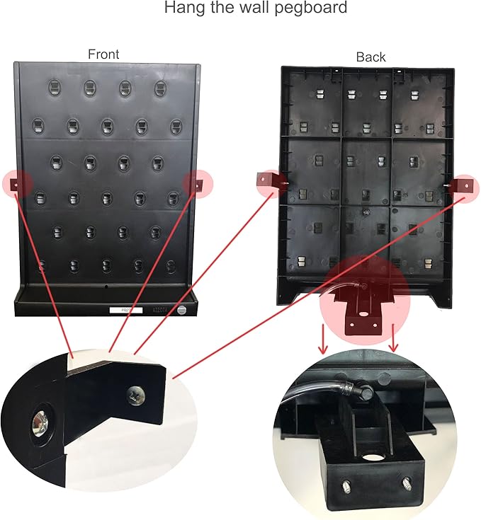 Pegboard Bench-top/Wall-Mount Laboratory Glassware Drying Rack with 52 Pegs - Black