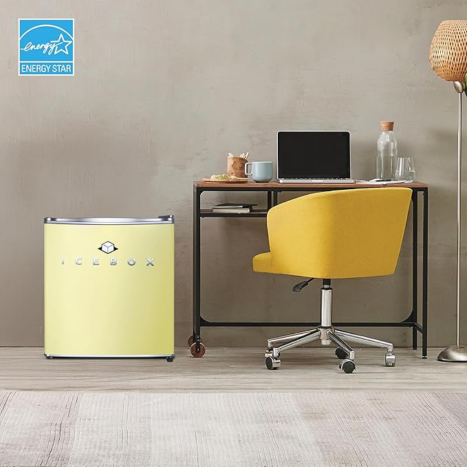 IBCR17SUN Compact, Energy Star Certified Small, Single Door Mini Fridge with Freezer Refrigerator, Standard (1.7 cu ft), Sun Yellow