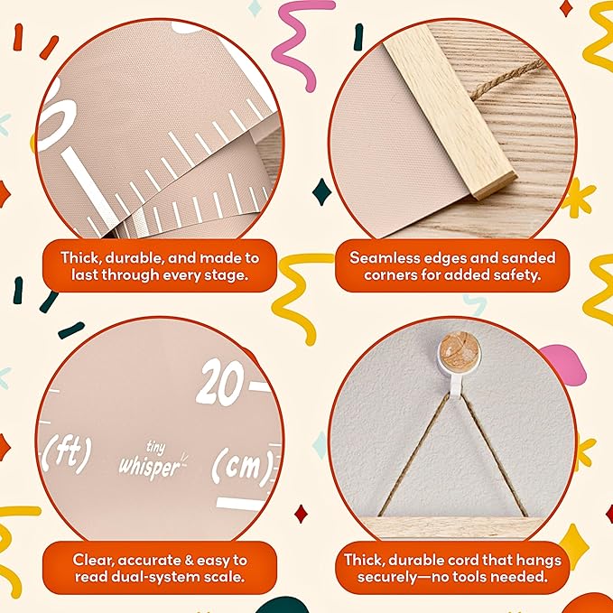 Height Chart for Kids Customizable Kids Height Wall Chart with Stickers, Marker & Hook Hanging Growth Chart Measurement for Wall Easy Installation for Baby Room Nursery and Playroom