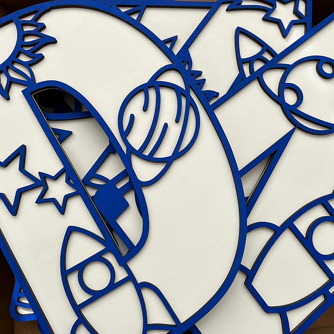 Name Sign For Nursery, Boho Nursery Sign, Family Name Signs, 3D Wall Art for Children & Kids Rooms, Baby Shower, First birthday gift (Space)