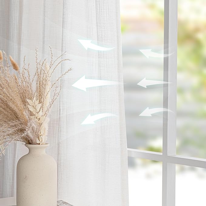 MYSKY HOME 90 Inch Natural Curtains for Sliding Glass Door Windows, Living Room Decoration Cotton Drapes Soft Comfortable Touch Farmhouse Country Patio Treatment Set, 100" Width, Beige, 1 Panel