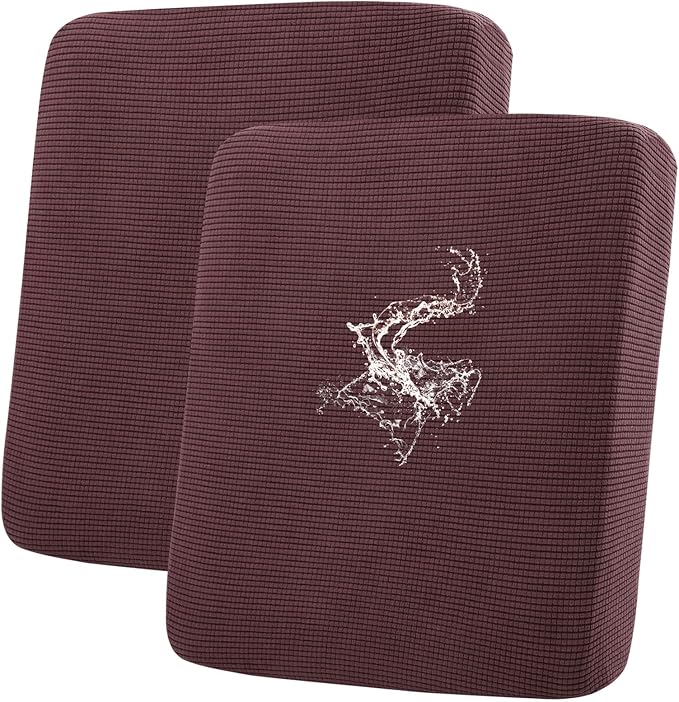 hyha Waterproof Couch Cushion Covers for Pets, Non Slip Sofa Seat Cover for Dogs Washable, Soft Thick Stretch Jacquard Fabric, Sofa Slipcovers with Elastic Bottom (2 Pieces, Chocolate)