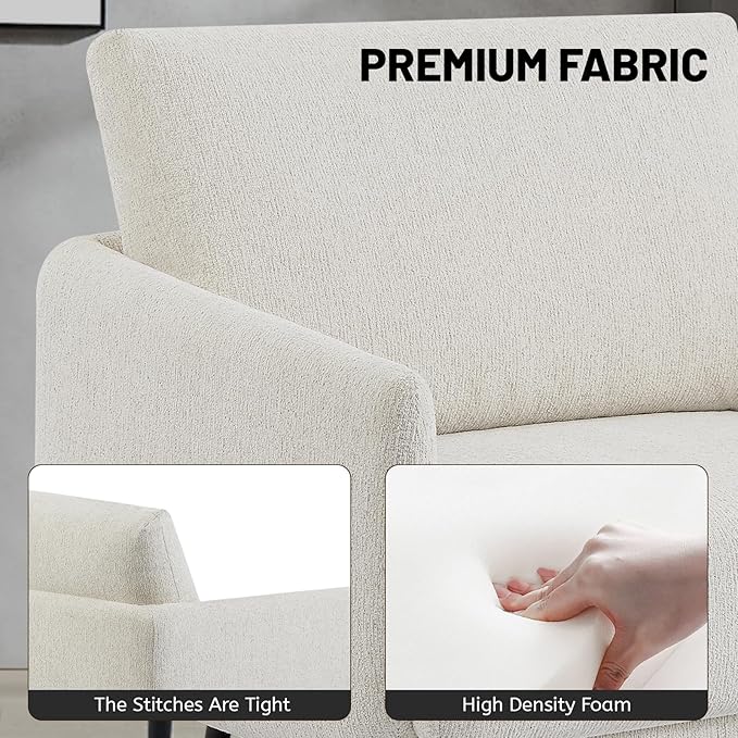 Oversized Accent Chair for Living Room Chairs Reading Arm Chair Comfy Modern Single Sofa Side Chairs with Metal Legs & Soft Cushion for Bedroom, Balcony,Waiting Room (Chenille, Oatmeal)